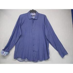 Jared Lang‎ Blue Modern Casual Statement Collared ButtonDown Shirt Mens Size 2XL